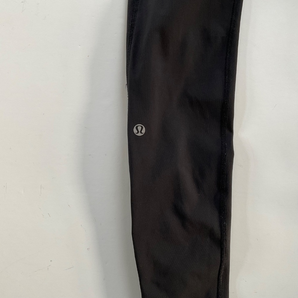 Lululemon Speed Up Black Leggings Sz 6 Coral Pink Zip Pocket  Ruched Ankle Gym - Picture 12 of 13